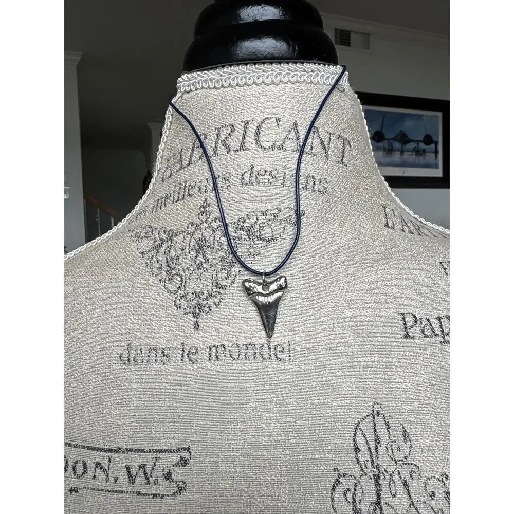 Shark Tooth Necklace – Silver Pendant on Cord, As Seen on Southern Charm
